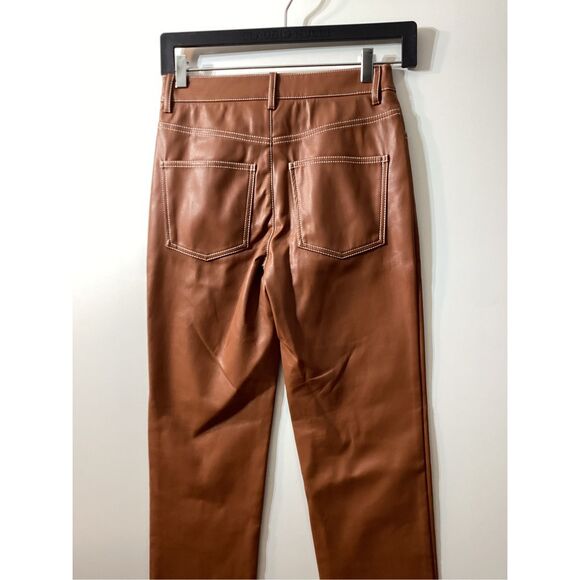 Staud Elliot Brown Faux Leather Pants - Picture 11 of 16